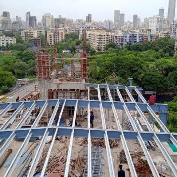 Steel erection on tall building